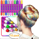 Desire Deluxe Hair Chalk for Girls Makeup Kit of 10 Temporary Colour Pens Gifts, Great Toy for Kids Age 5 6 7 8 9 10 11 12 13 Years Old