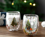 Christmas Tree Coffee Mug Double Wall Insulated Glass Cup