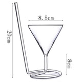 Martini Cocktail Glass With Stem Straw