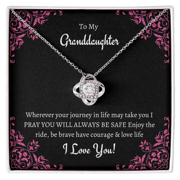 To My Granddaughter - Love Knot Necklace 14K White Gold 18K Yellow Gold