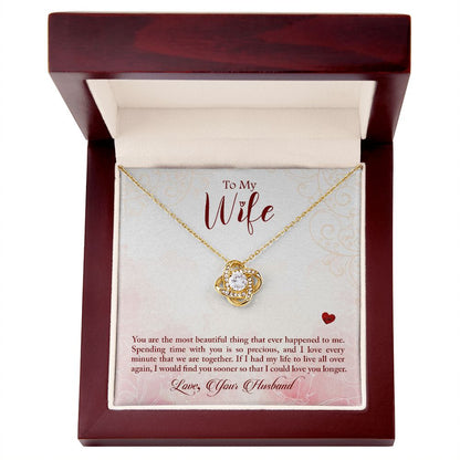 To My Wife - Love Knot Necklace 14K White Gold 18K Yellow Gold