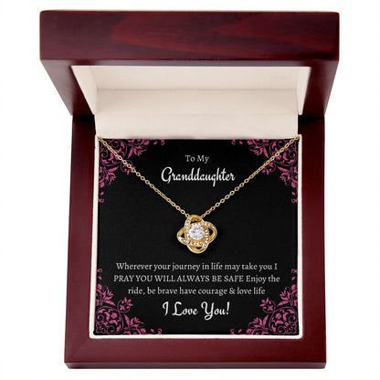 To My Granddaughter - Love Knot Necklace 14K White Gold 18K Yellow Gold