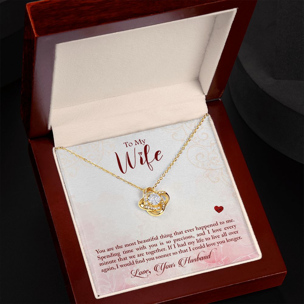 To My Wife - Love Knot Necklace 14K White Gold 18K Yellow Gold