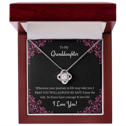 To My Granddaughter - Love Knot Necklace 14K White Gold 18K Yellow Gold