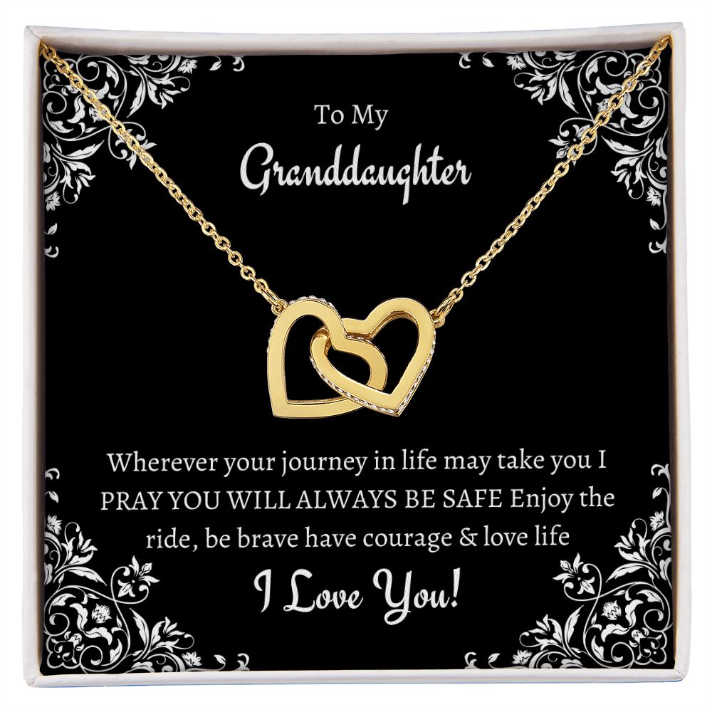 To My Granddaughter - Interlocking Hearts Necklace BL