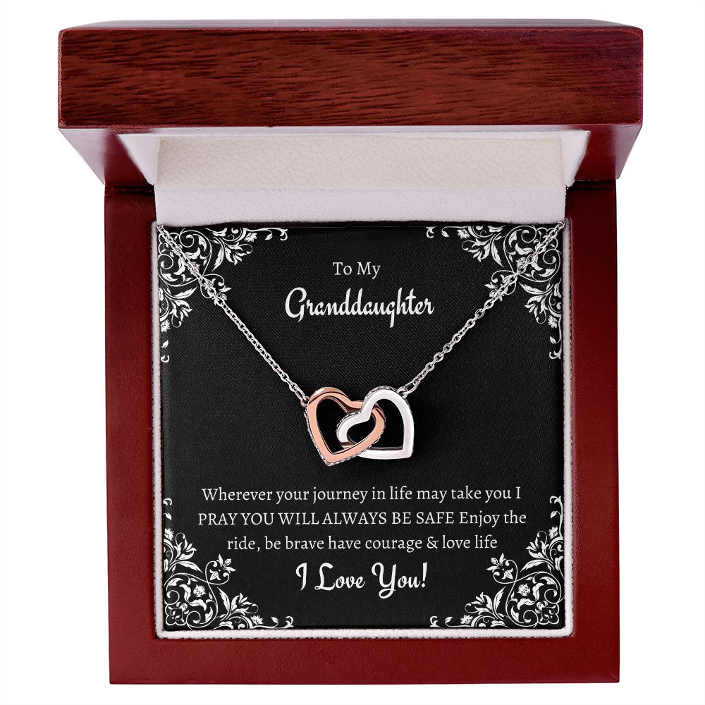 To My Granddaughter - Interlocking Hearts Necklace BL